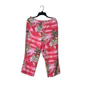 Nancy Bolen city girl silk floral cropped pants  Sz large tropical prints